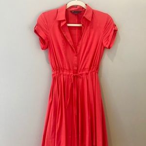 Armani Exchange pink fit and flare dress